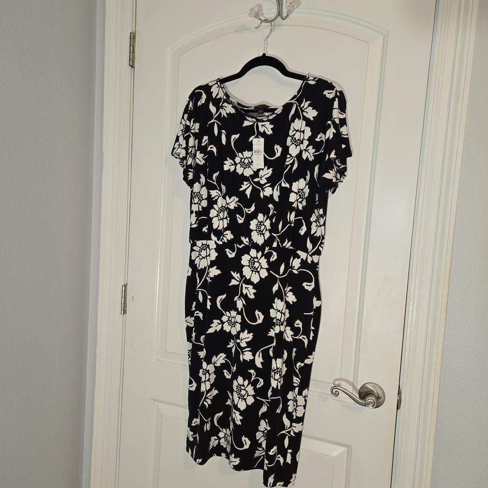 Ann Taylor Factory Black and White Floral Midi Dress